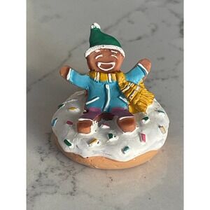 Gingerbread Man on Donut Figurine Sugar and Spice Compatible Christmas Village
